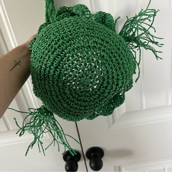 Rhode x Target Straw Crochet Bucket Bag Green Beach Tropical Vacation - Picture 6 of 7